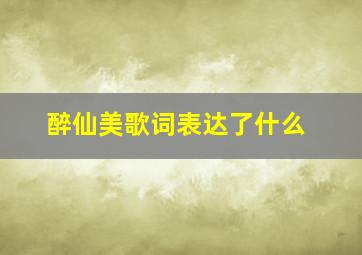 醉仙美歌词表达了什么