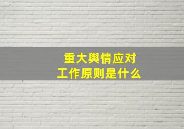 重大舆情应对工作原则是什么