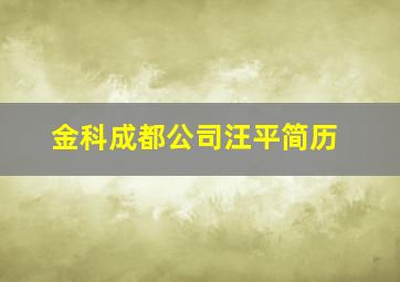 金科成都公司汪平简历