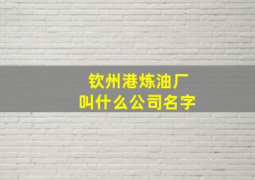 钦州港炼油厂叫什么公司名字