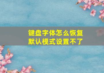 键盘字体怎么恢复默认模式设置不了