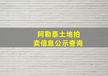 阿勒泰土地拍卖信息公示查询