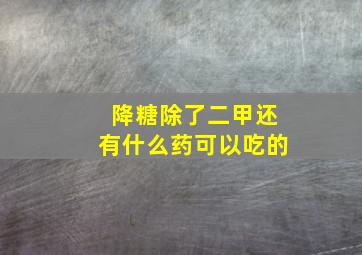 降糖除了二甲还有什么药可以吃的