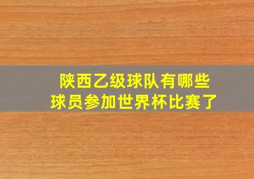 陕西乙级球队有哪些球员参加世界杯比赛了