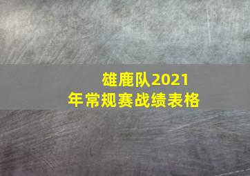 雄鹿队2021年常规赛战绩表格