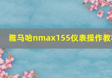 雅马哈nmax155仪表操作教程