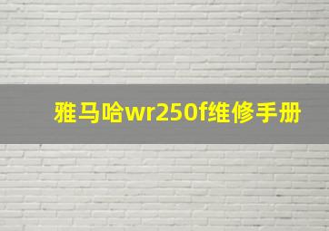 雅马哈wr250f维修手册