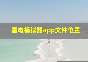 雷电模拟器app文件位置