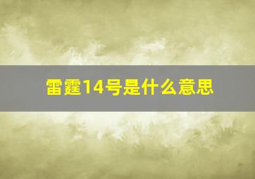 雷霆14号是什么意思