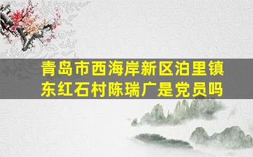 青岛市西海岸新区泊里镇东红石村陈瑞广是党员吗