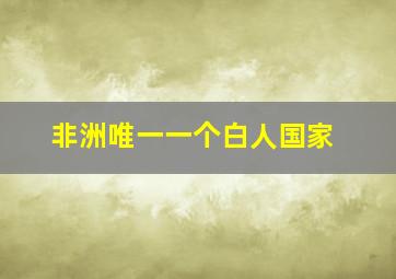 非洲唯一一个白人国家