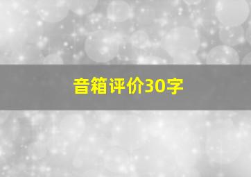 音箱评价30字