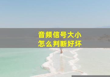 音频信号大小怎么判断好坏