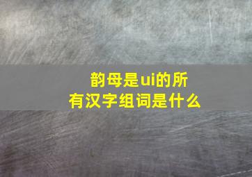 韵母是ui的所有汉字组词是什么