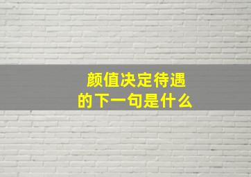 颜值决定待遇的下一句是什么