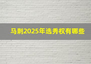 马刺2025年选秀权有哪些