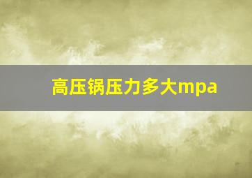 高压锅压力多大mpa