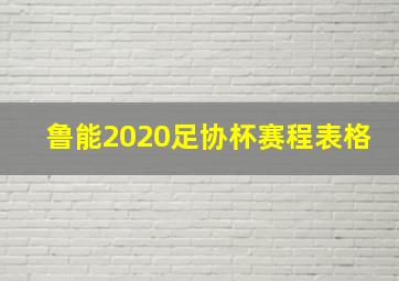 鲁能2020足协杯赛程表格