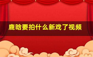 鹿晗要拍什么新戏了视频