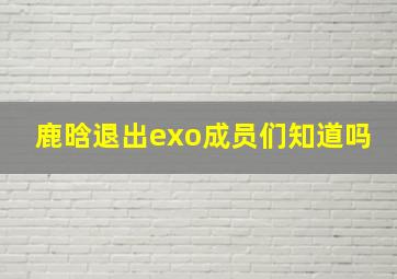 鹿晗退出exo成员们知道吗