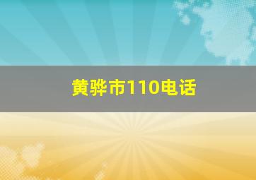 黄骅市110电话