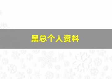 黑总个人资料