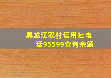 黑龙江农村信用社电话95599查询余额