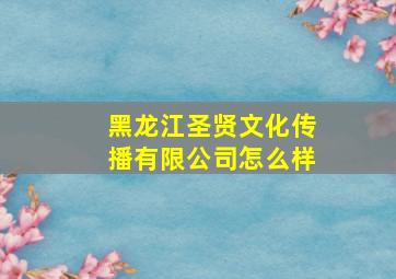 黑龙江圣贤文化传播有限公司怎么样