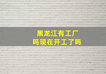 黑龙江有工厂吗现在开工了吗