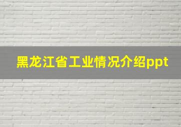 黑龙江省工业情况介绍ppt